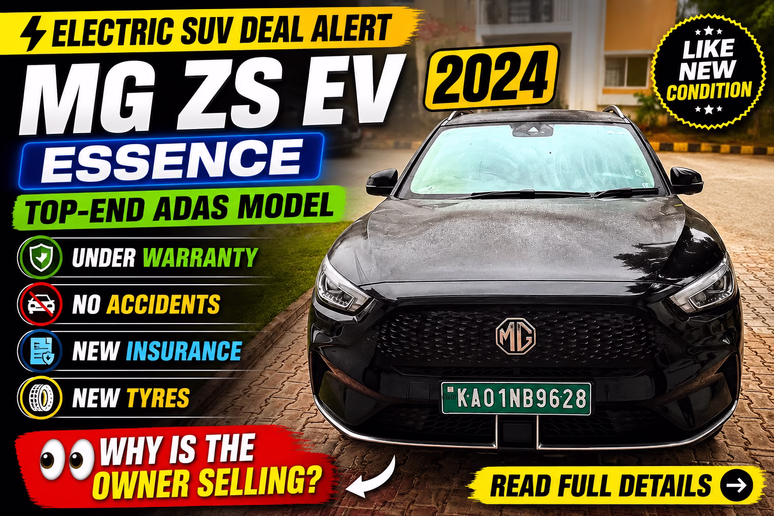 Used MG ZS EV Essence 2024 for Sale in Bangalore โ Top-End ADAS Variant, Under Warranty Used MG ZS EV Essence 2024 for Sale in Bangalore โ Top-End ADAS Variant, Under Warranty