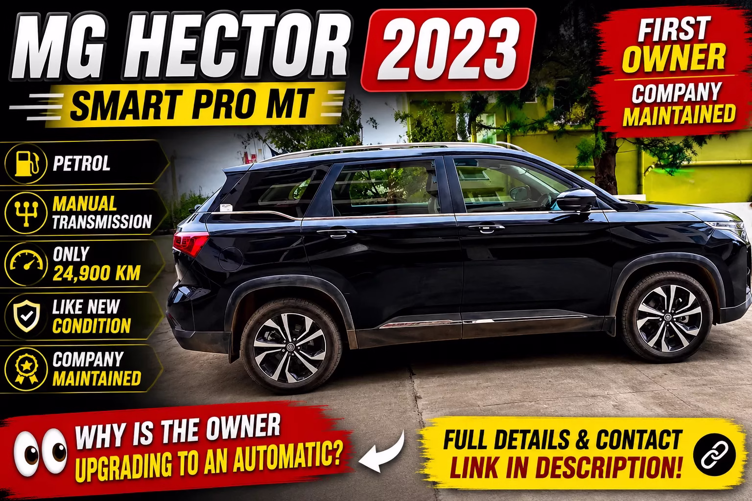 Used MG Hector Smart Pro 2023 Petrol Manual for Sale in Bangalore โ First Owner, Company Maintained SUV Used MG Hector Smart Pro 2023 Petrol Manual for Sale in Bangalore โ First Owner, Company Maintained SUV
